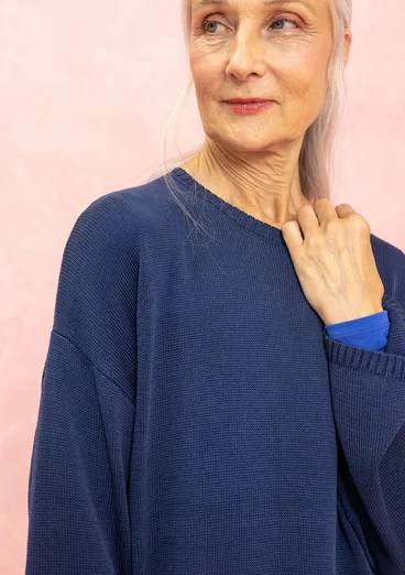Knitted recycled cotton tunic - dark indigo