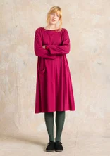 “Ellen” striped/solid-colour organic cotton/modal jersey dress - red cabbage