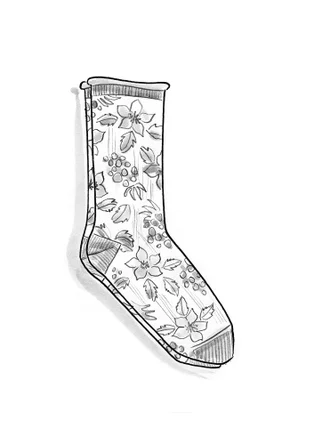 Chaussettes fleuries "Idun" - bleu brume