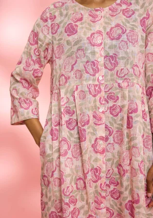 Geblümtes Kleid „Peace“ aus Bio-Baumwolle - hellpuderrosa