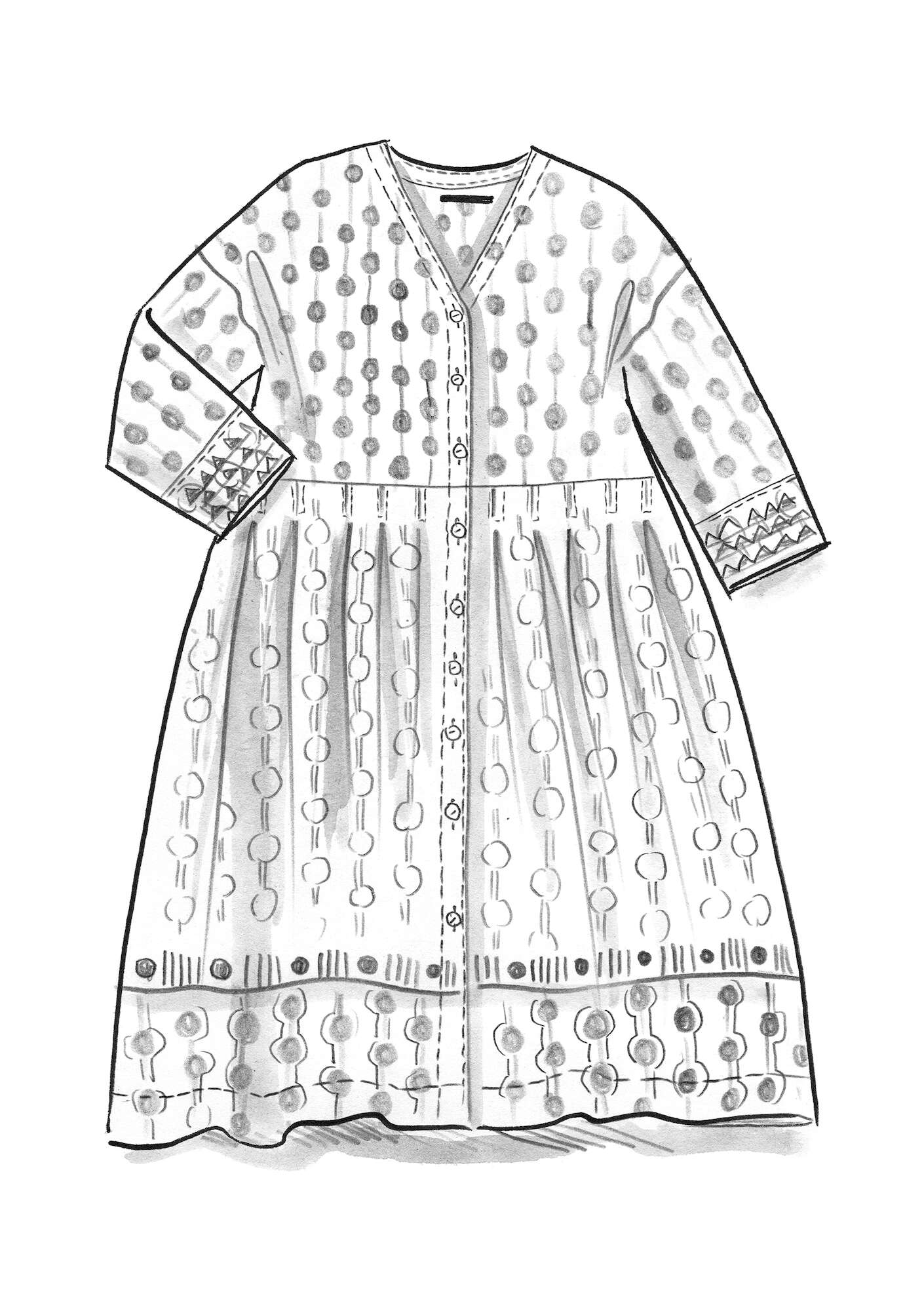 Vævet kjole  Zazu  i økologisk bomuld påfuglegrøn