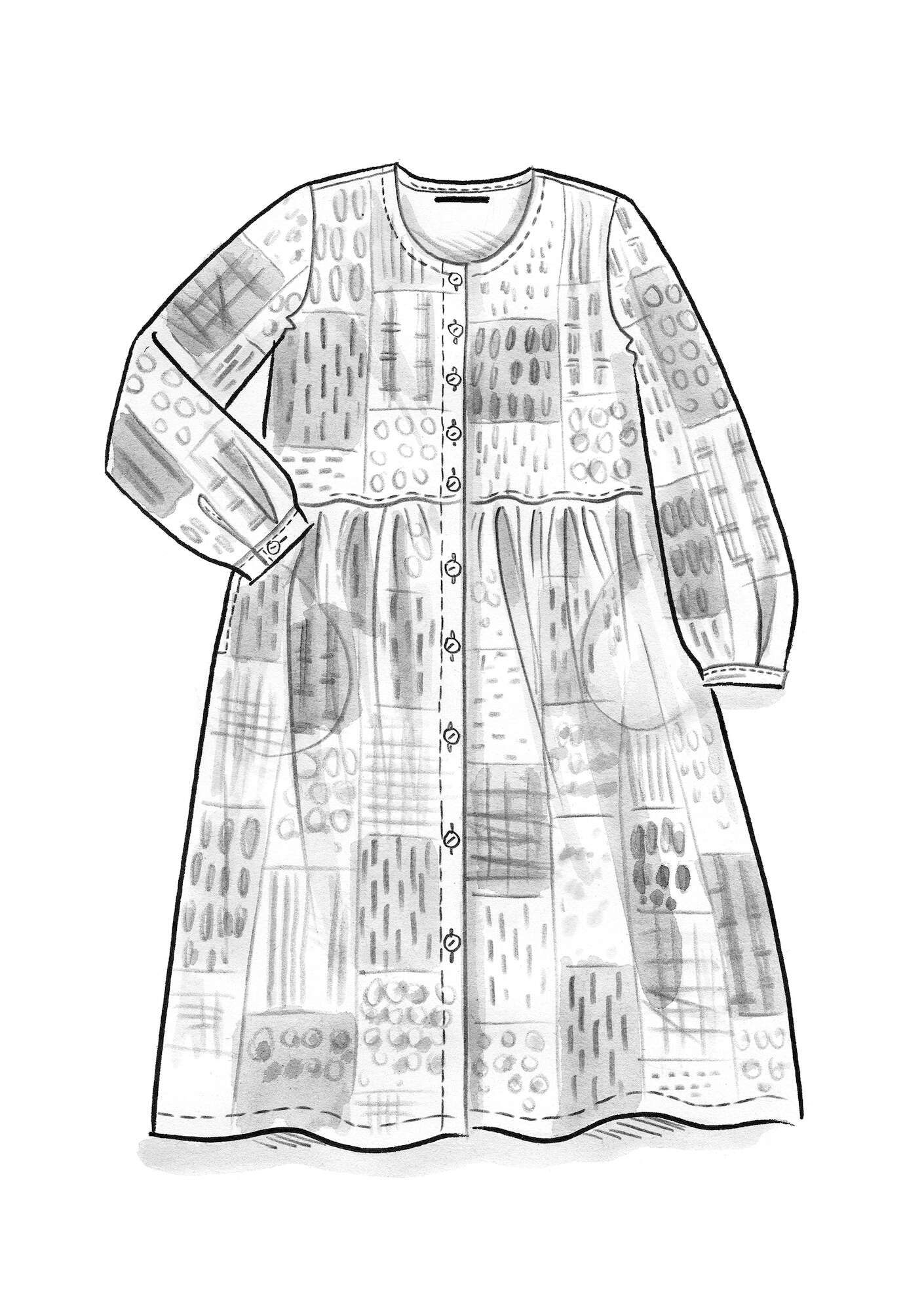 Robe  Ottilia  en tissu de lin/modal noir