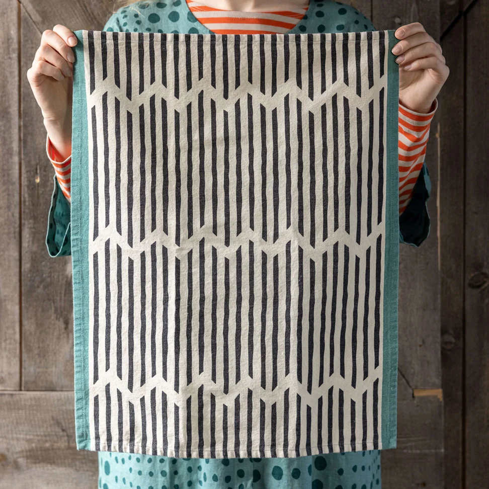 Theedoek "Play" van biologisch katoen - zwart