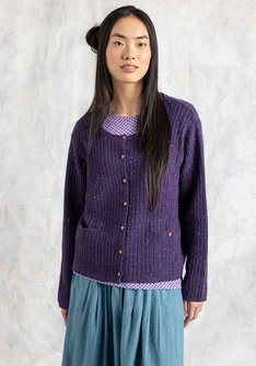 Lambswool blend nep cardigan - blackberry/melange