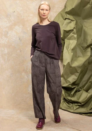 “Ebba” dotted/solid-colour cotton/elastane jersey top - dark aubergine