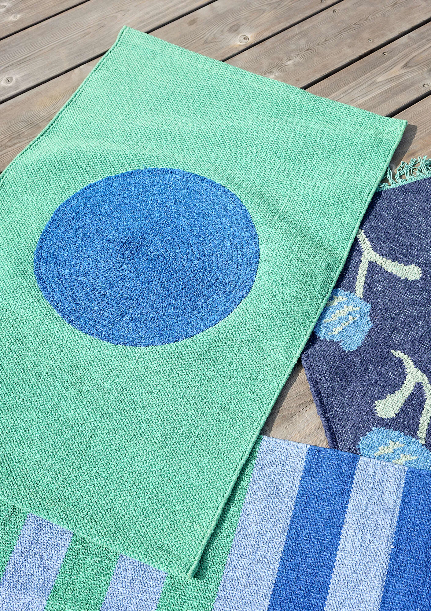 Kleiner Teppich „Sun“ aus Bio-Baumwolle - malachit
