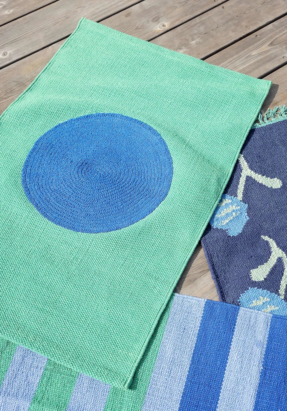 Kleiner Teppich „Sun“ aus Bio-Baumwolle - malachit