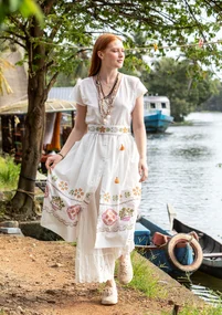 Ärmelloses Kleid „Cross“ aus Bio-Baumwolle - halbgebleicht