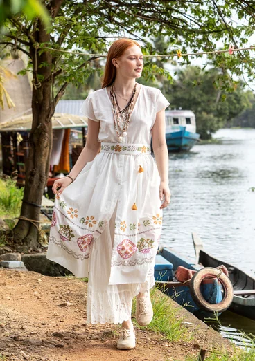 Ärmelloses Kleid „Cross“ aus Bio-Baumwolle - halbgebleicht