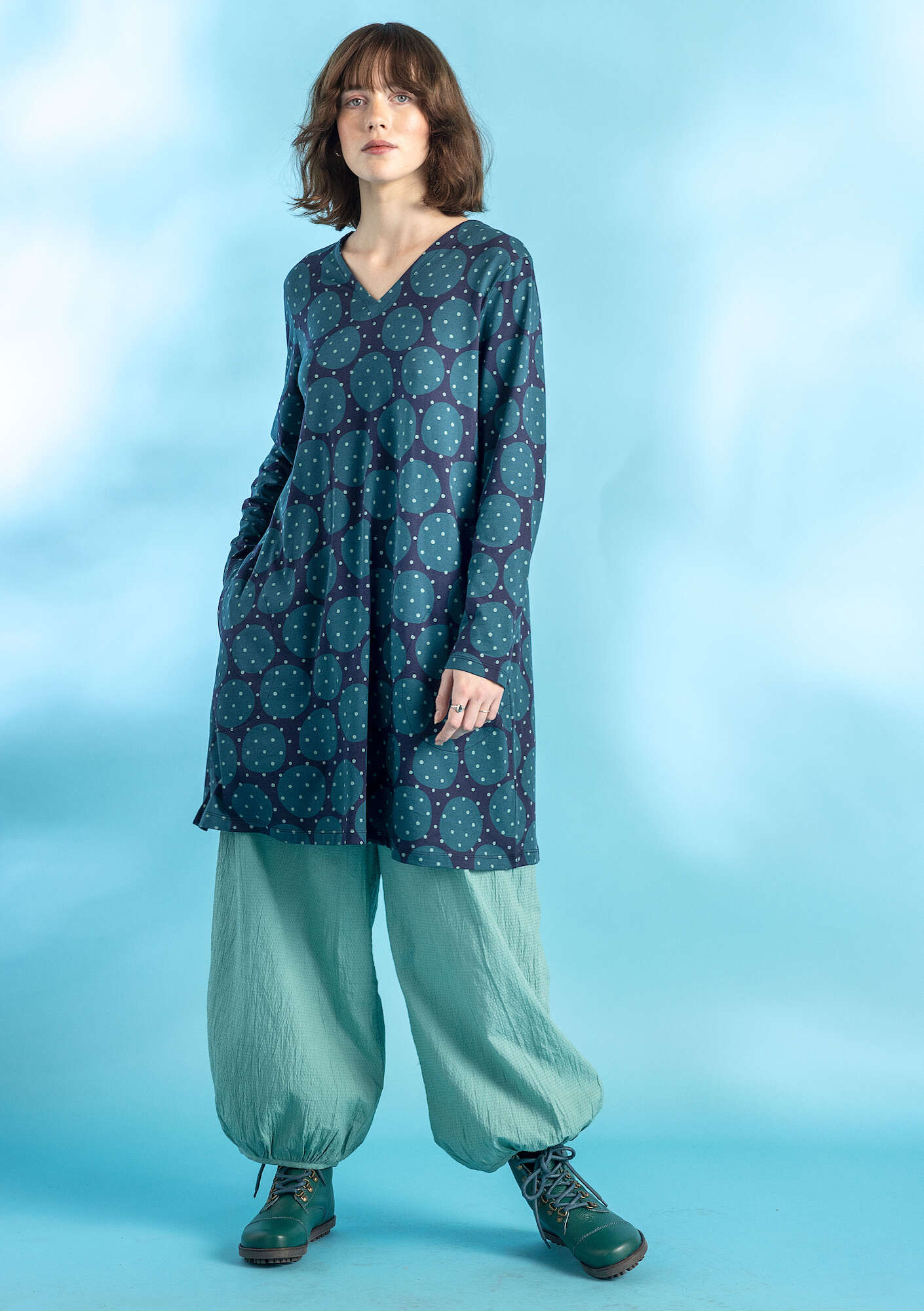 Tunique en jersey Oriana dark indigo/patterned
