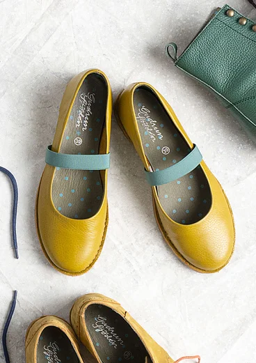 Ballerines en cuir nappa - olive