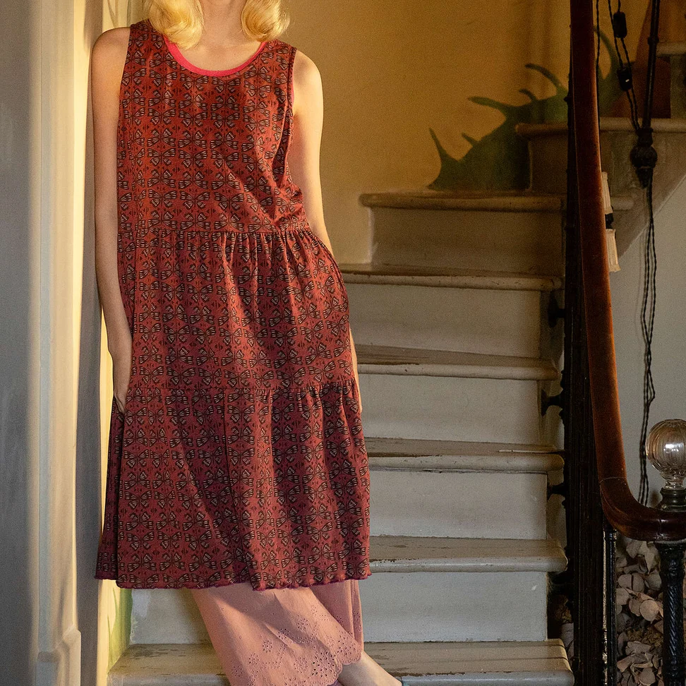 Robe "Papillon" en jersey de coton biologique - figue