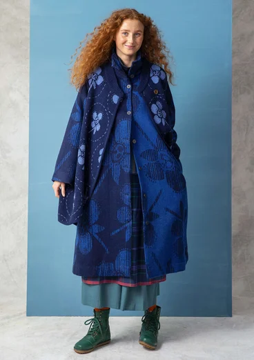 Gilet sans manches croisé "Marabel" en mélange de laine recyclée - indigo