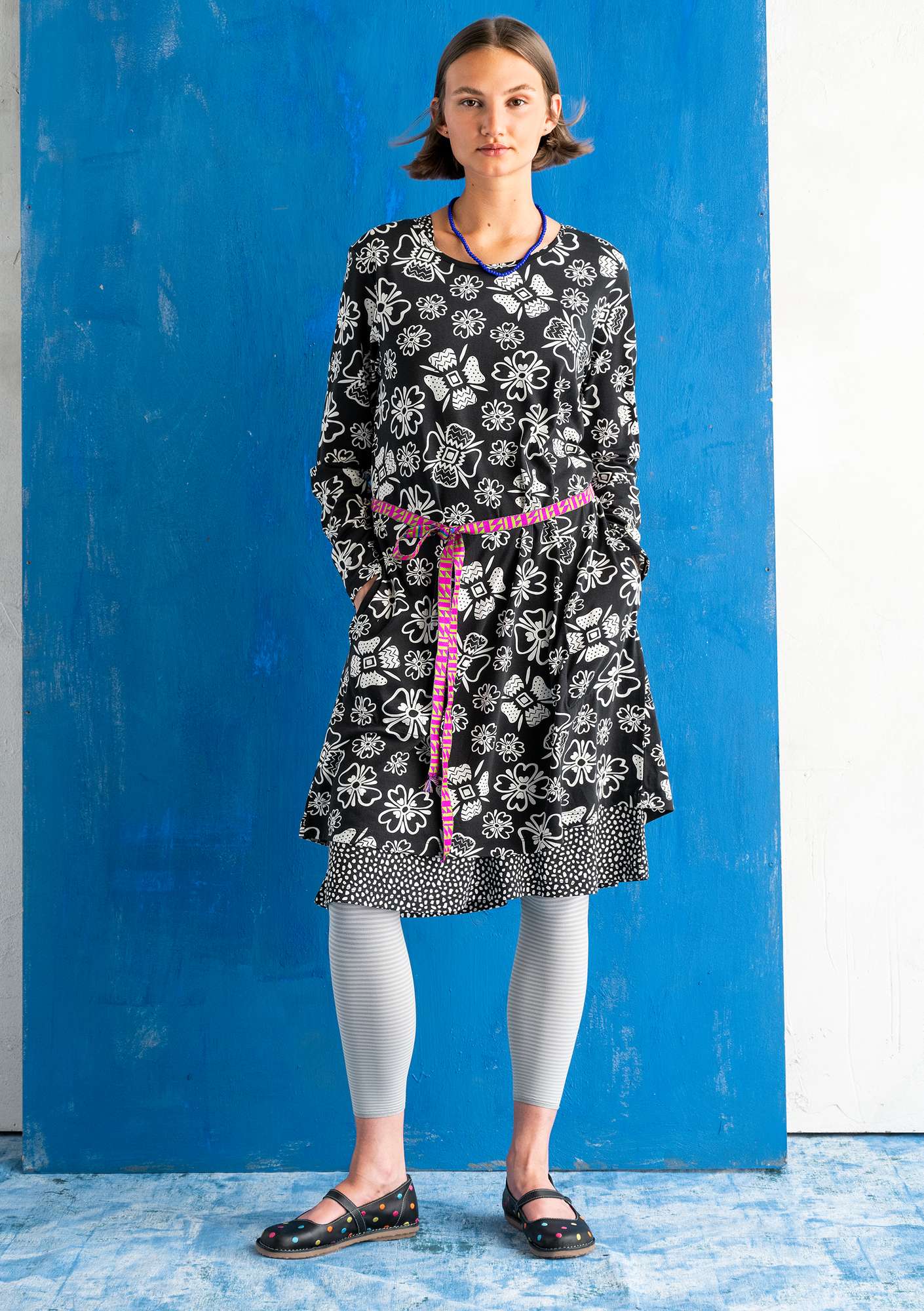 Tunique  Joni  en jersey de coton biologique/modal noir/motif thumbnail