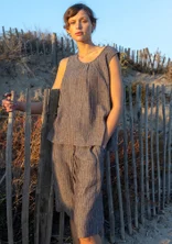 “Bifrost” woven linen tank top - light mulberry