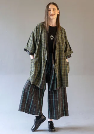 Kimono à carreaux "Coimbatore" en coton biologique - feuilles de bouleau
