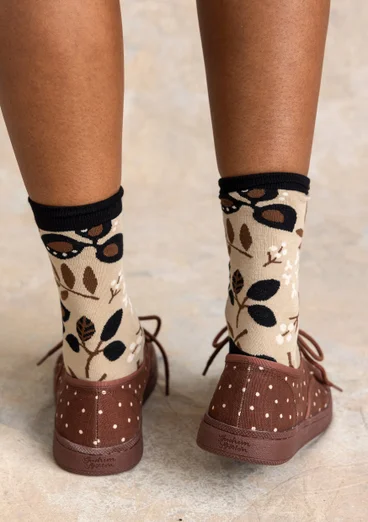 “Bianca” organic cotton canvas flats - chestnut/feather