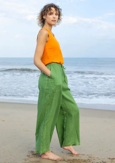Hose aus Leinengewebe - koriander