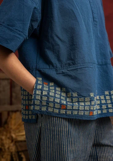 “Fields” organic cotton embroidered blouse - dark indigo