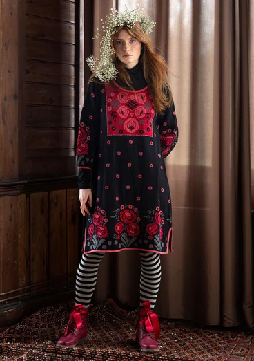 “Stine” knit dress in organic/recycled cotton - black
