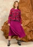Florale Strickjacke „Hillevi“ aus Bio-/Recycling-Baumwolle (aubergine XL)