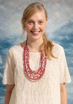 Halsschmuck „Neela“ aus Bio-Baumwolle - klarrot