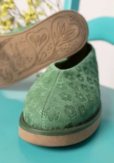 Schuhe „Myrten“ aus Veloursleder - opalgrün