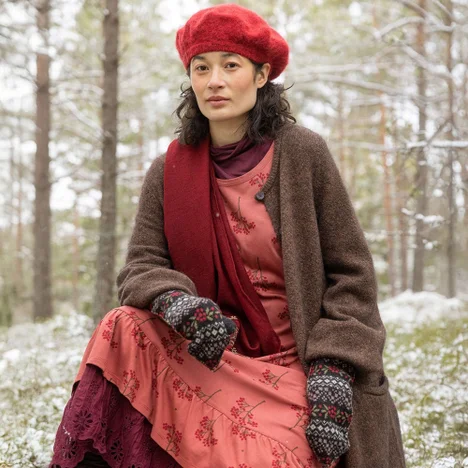 “Canada” long cardigan in an alpaca blend - dark chokolate/melange