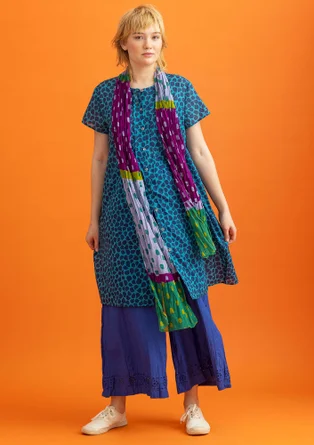 Robe en coton biologique tissé - turquoise/motif
