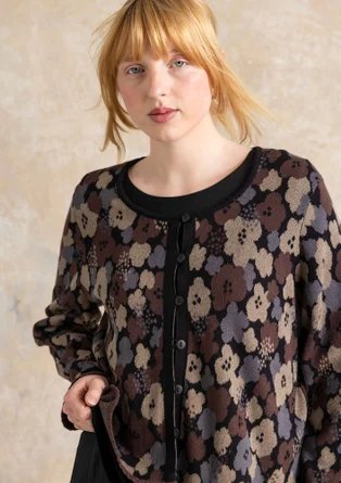Gilet fleuri "Hillevi" en coton biologique/recyclé - noir