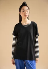 “Billie” short-sleeve top in organic cotton/modal - svart