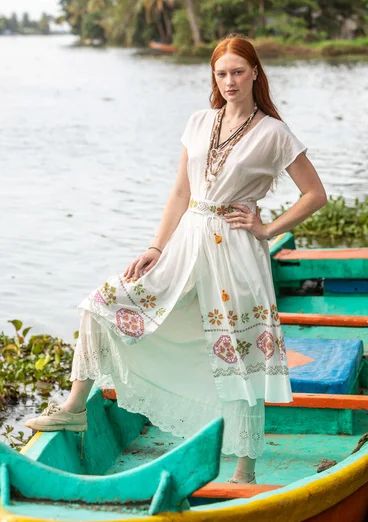 Ärmelloses Kleid „Cross“ aus Bio-Baumwolle - halbgebleicht