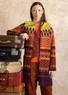 Gemusterte Strickjacke „Luleälven“ aus Lammwolle/Recycling-Wollgemisch (terracotta L)