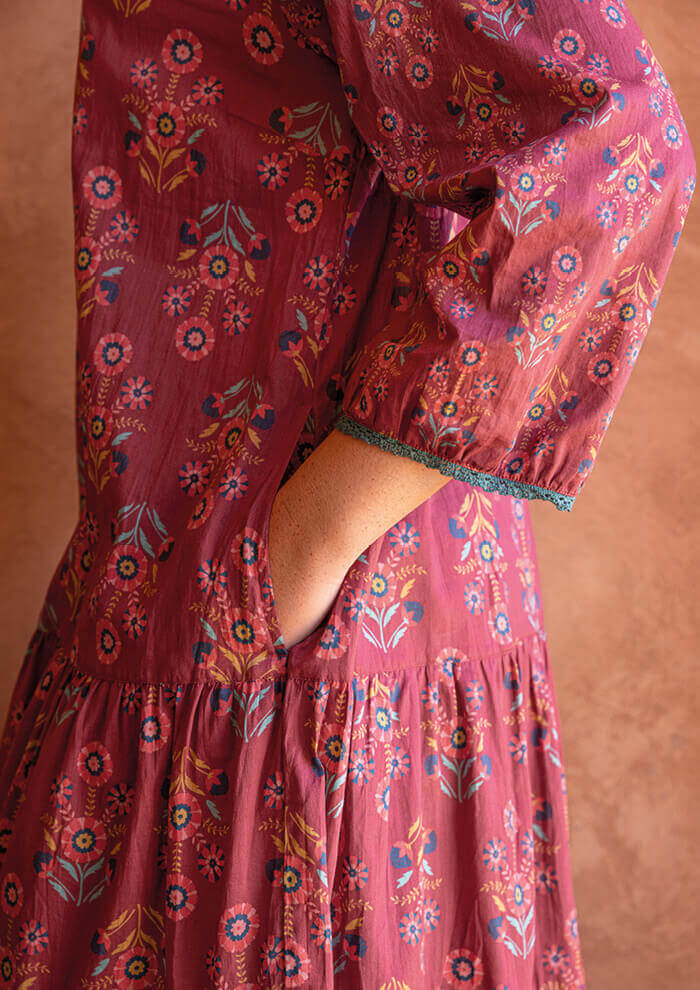 “Damask” woven dress in organic cotton