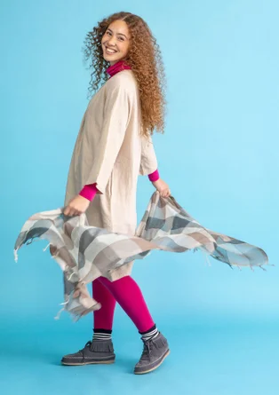 “Cleo” yarn-dyed wool shawl - limestone