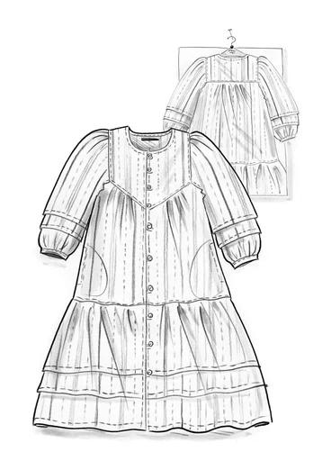 Raidallinen kangasmekko "Shima” pellavaa - puolivalkaistu