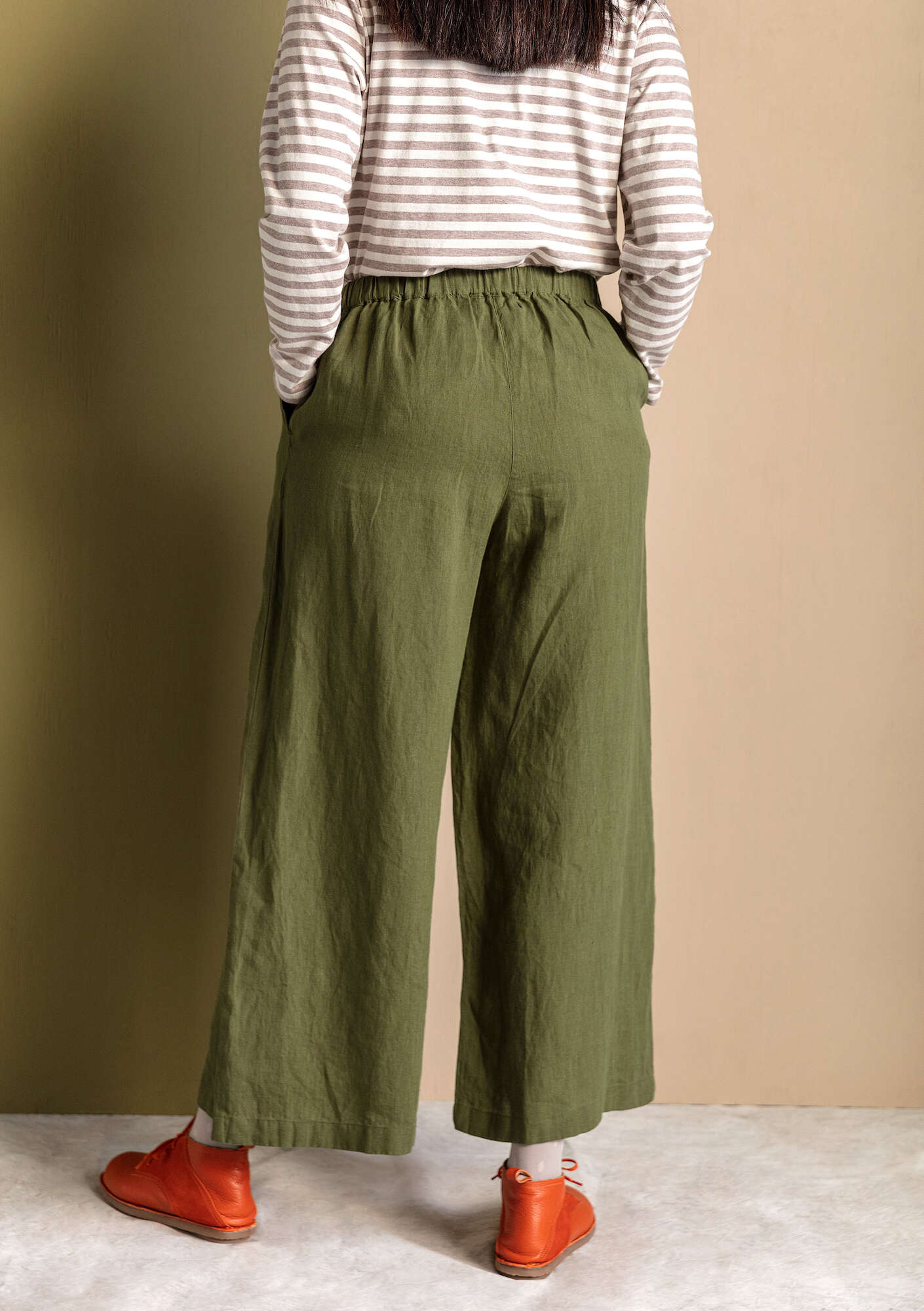 “Fiona” woven linen trousers cedar thumbnail