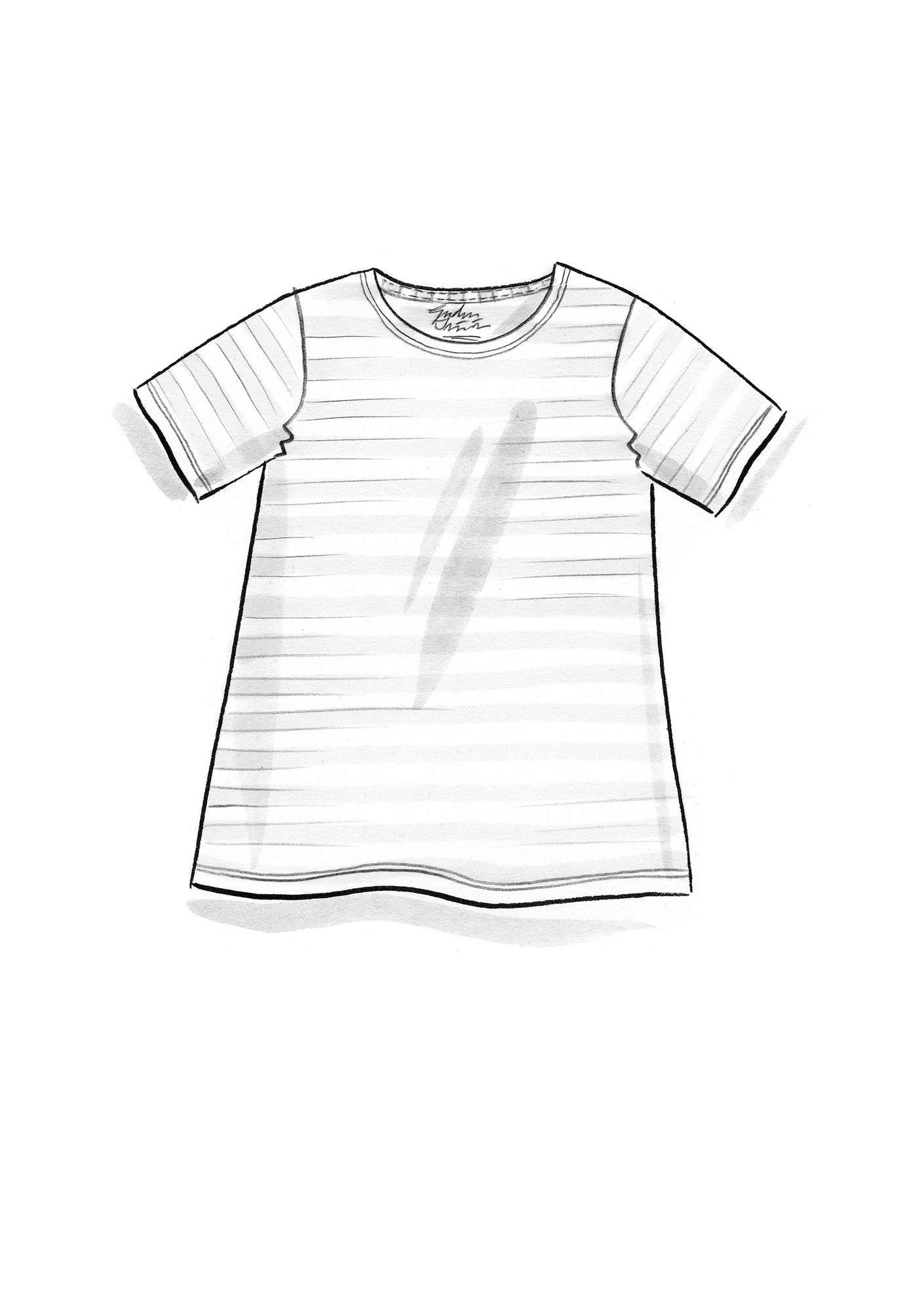 Randig T-shirt i ekologisk bomull lavendel/oblekt