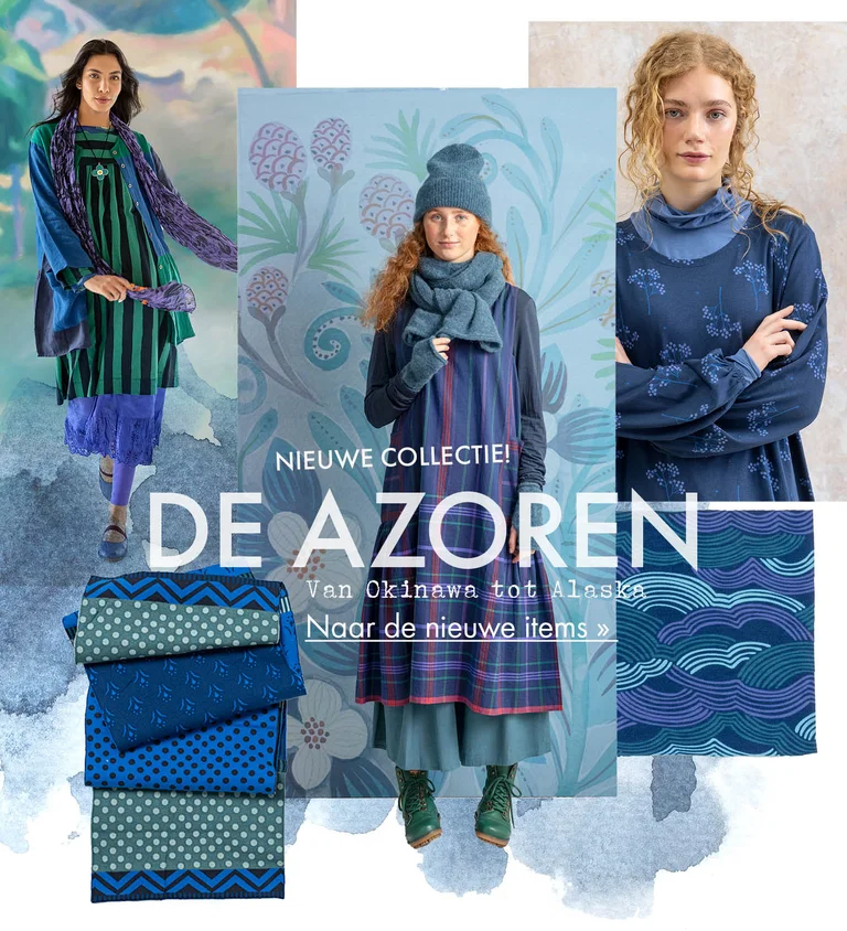 Een collage met foto's en aquarellen uit de wintercollectie 2025 van Gudrun Sjödén.