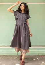 “Ines” woven organic cotton dress - graphite