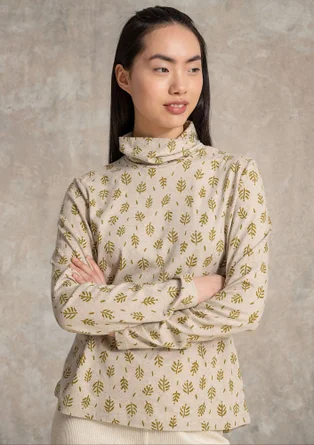 Jersey-Rollkragenshirt „Taiga“ aus Bio-Baumwolle/Leinen - wiesengrün