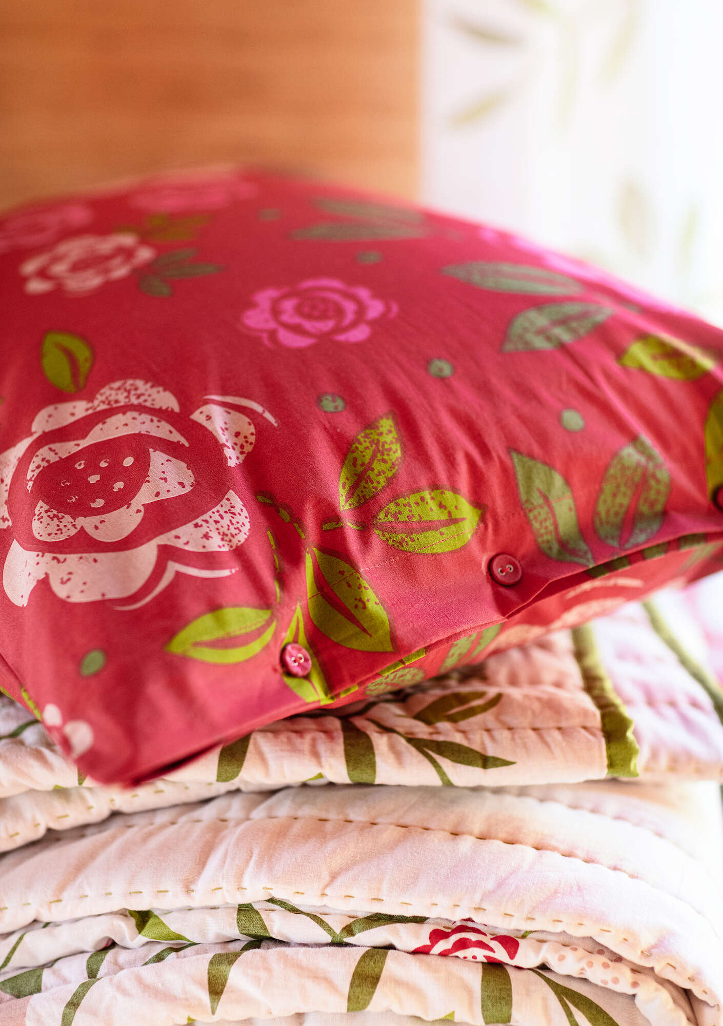 “Majalis” organic cotton pillowcase, 2-pack wild strawberry