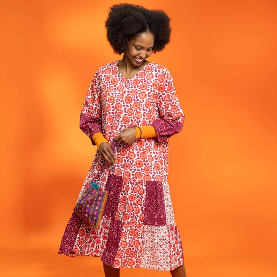 Webkleid „Sona“ aus Bio-Baumwolle - klarrot