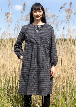 “Wavy” woven organic cotton dress - black