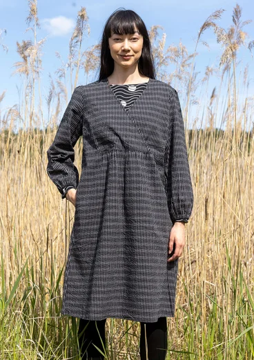 “Wavy” woven dress in organic cotton - black
