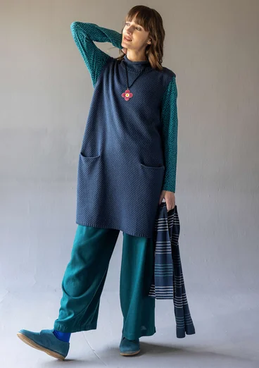 Strukturstricktunika aus Bio-Baumwolle/Wolle - pazifikblau