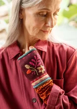 Handstulpen „Louise“ aus Wollgemisch - aubergine