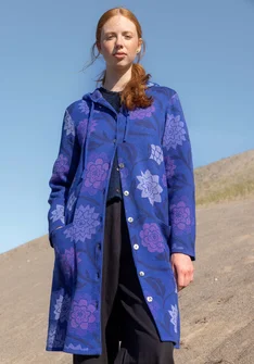 Long gilet "Pink Moon" en laine/coton biologique - lupin