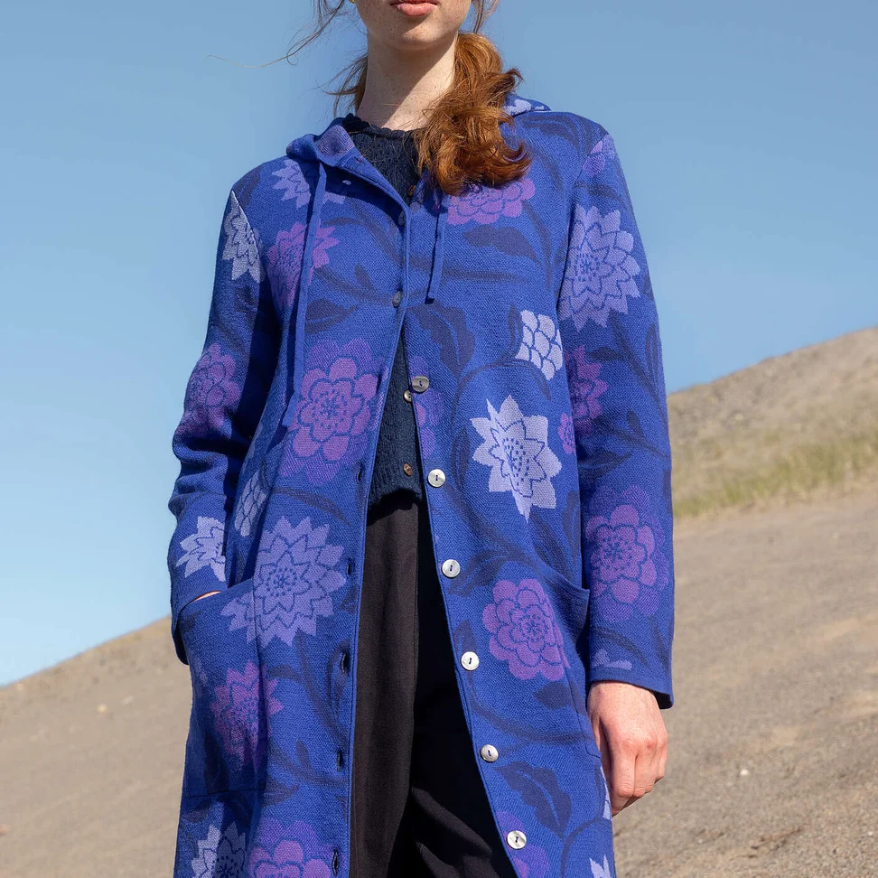 “Pink Moon” wool/organic cotton long cardigan - lupin