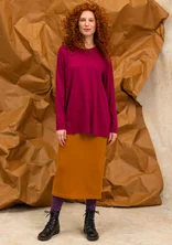 “Ellen” striped/solid-colour organic cotton/modal jersey tunic - red cabbage